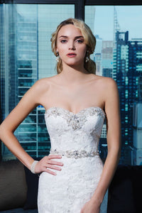 Justin Alexander Lace Fit N' Flare Gown